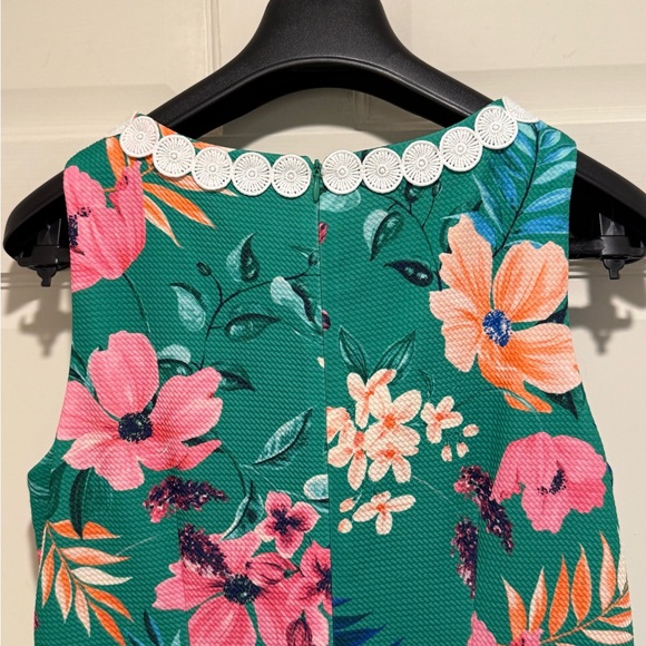 Eliza J NWOT Size 12 Beautiful Green Pink Tropical Floral Lace Mini Dress (0596) - Picture 10 of 14